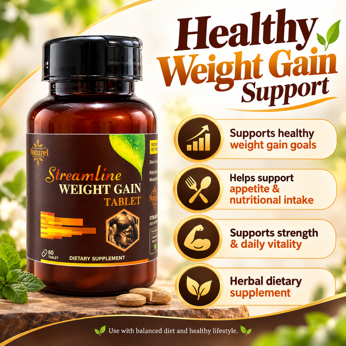 Streamline Weight Gain Tablets – Support Your Healthy Weight Gain Journey Naturally