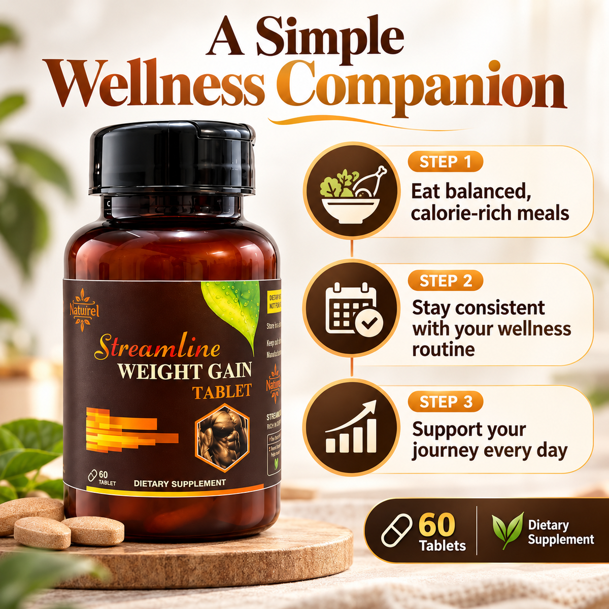 Streamline Weight Gain Tablets – Support Your Healthy Weight Gain Journey Naturally