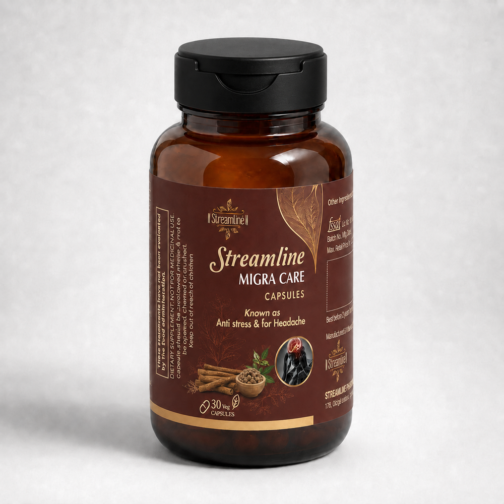 Streamline Migra Care Capsules for Migraine, Headache, Brain Fog & Stress Relief