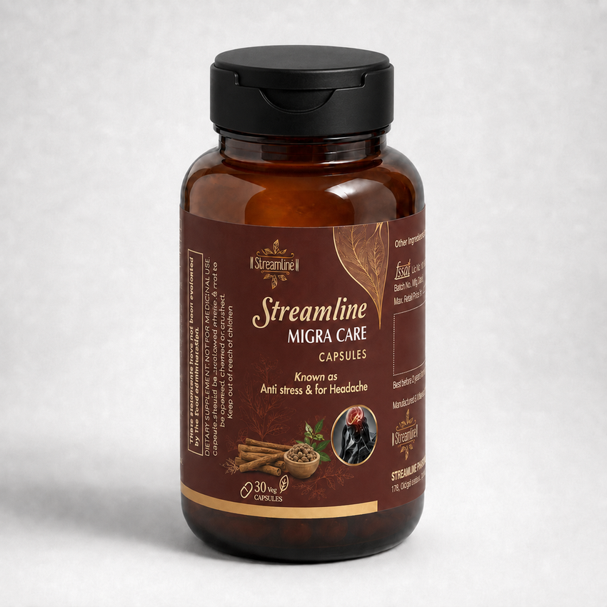 Streamline Migra Care Capsules for Migraine, Headache, Brain Fog & Stress Relief